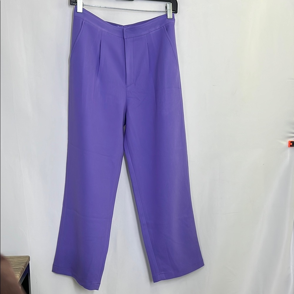 Vibrant Purple Trousers mid rise casual trouser dress pants pleated mens or wome